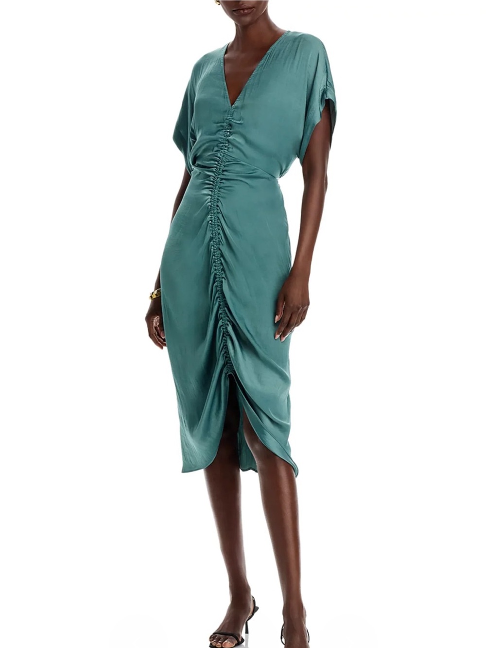 Steve Madden Aimee Ruched V-Neck Midi Dress